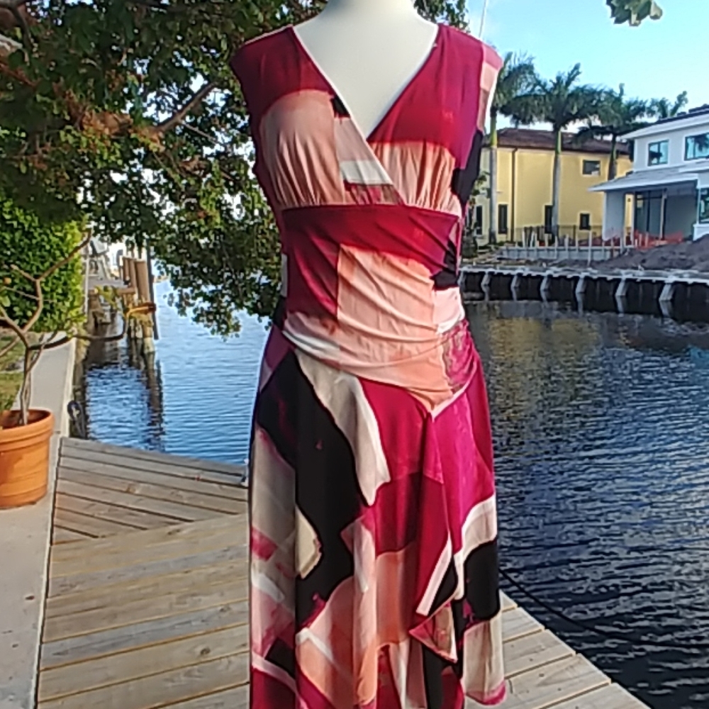 Abstract print Jersey knit dress in Poly/spandex